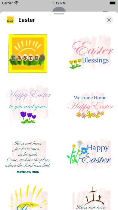 Tangkapan skrin Easter Blessings stickers