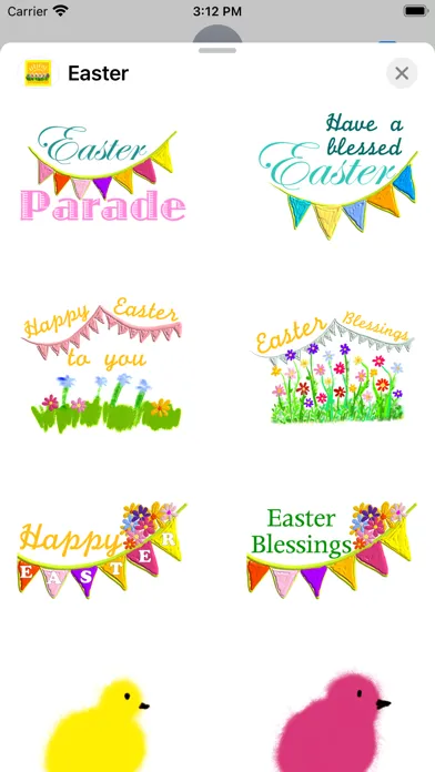 Tangkapan skrin Easter Blessings stickers