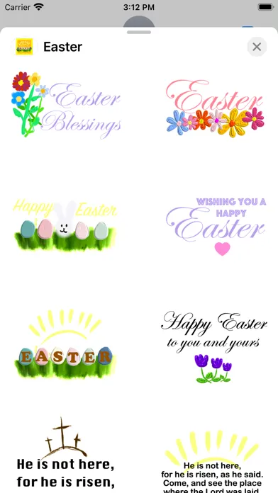 Tangkapan skrin Easter Blessings stickers