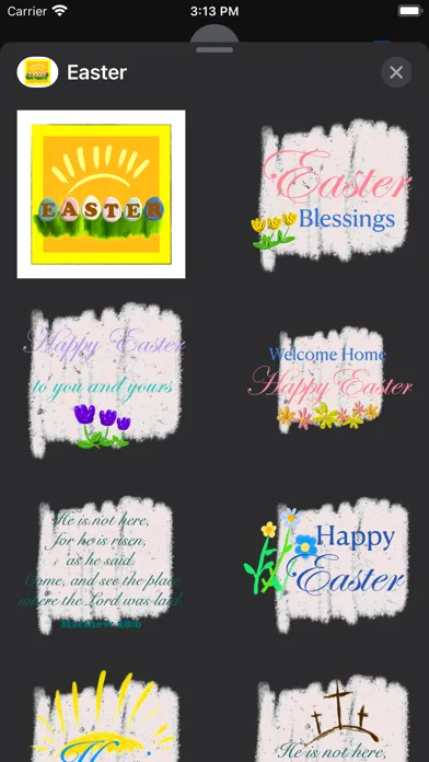 Tangkapan skrin Easter Blessings stickers
