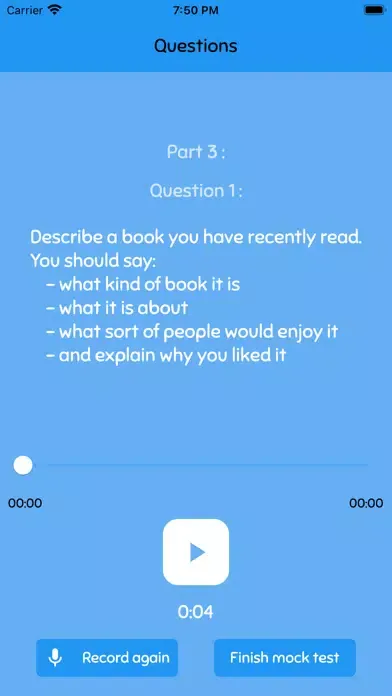 IELTS Speaking Mock Test Ekran Görüntüleri