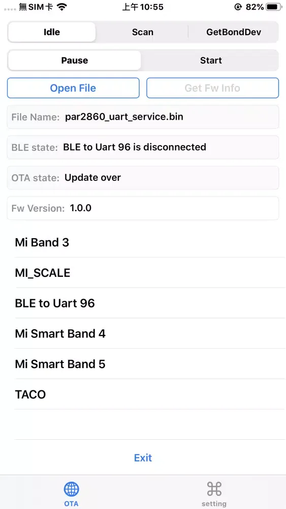 SMD286x BLE OTA Ekran Görüntüleri
