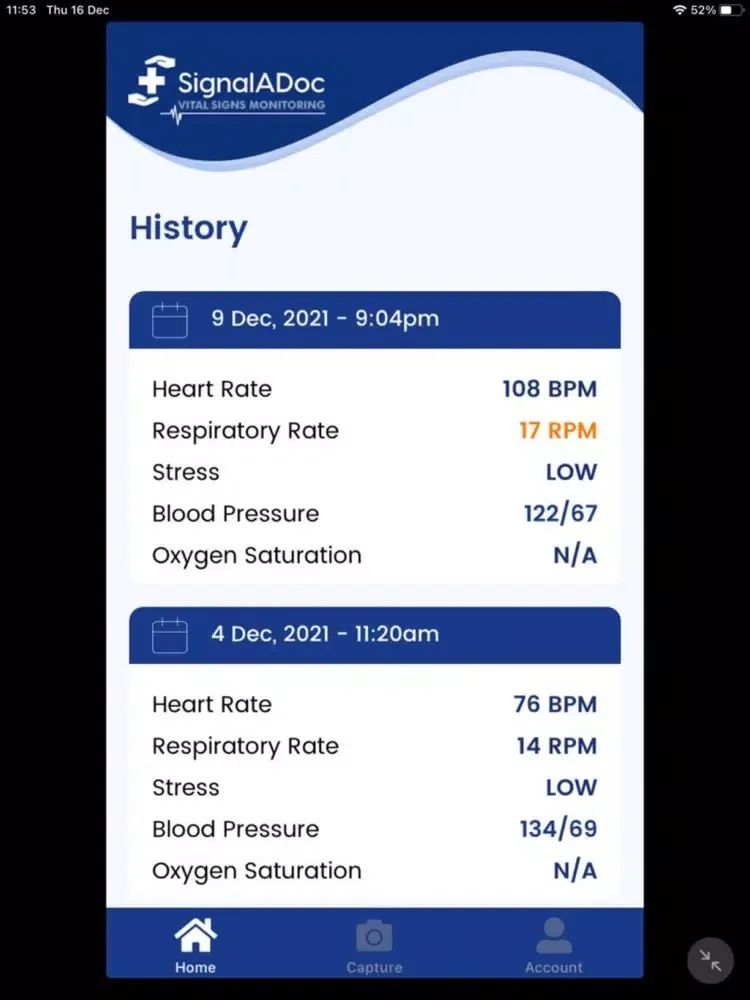 SignalADoc VSM iPad  스크린샷