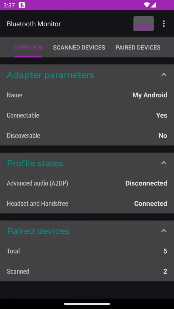 Capturas de pantalla de Bluetooth Monitor