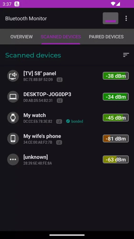 Capturas de pantalla de Bluetooth Monitor