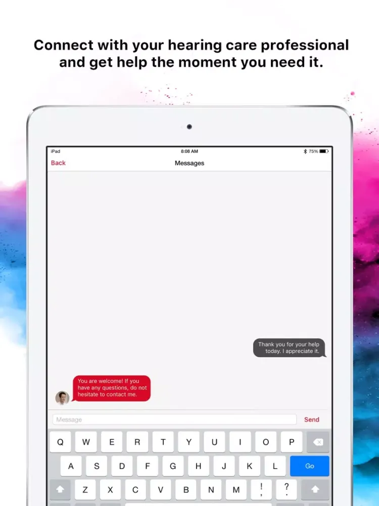Tangkapan skrin Signia myHearing iPad 