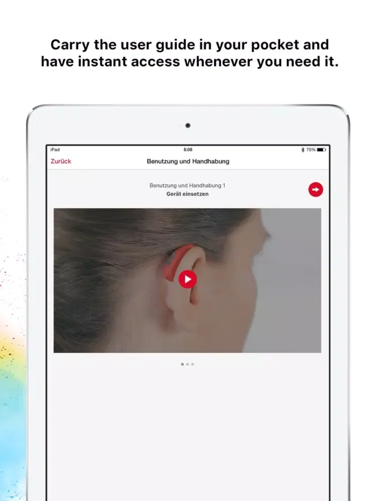 Tangkapan skrin Signia myHearing iPad 