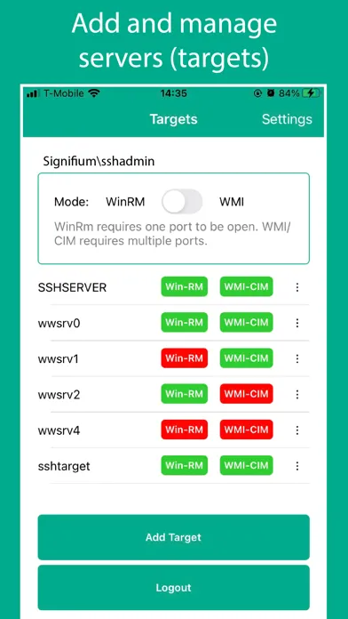 Capturas de tela do WinSignify - Windows Servers