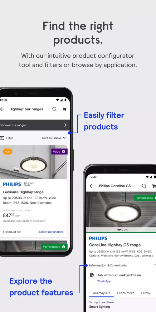 Capturas de tela do LumXpert, lighting and LED