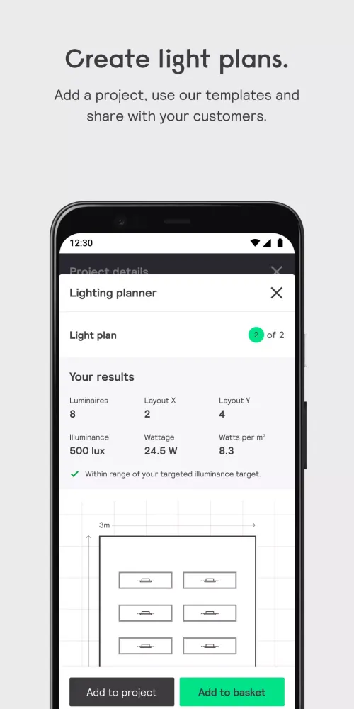 Capturas de tela do LumXpert, lighting and LED