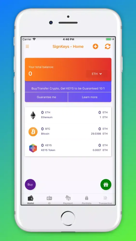 Tangkapan skrin SignKeys Secure Wallet