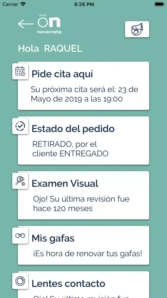 Ópticas Navarrete App سکرین شاٹس