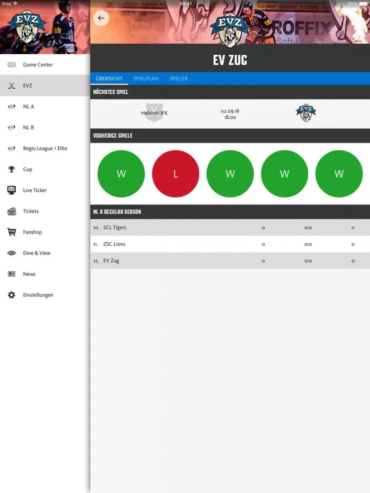 Ảnh chụp màn hình của EV Zug iPad 