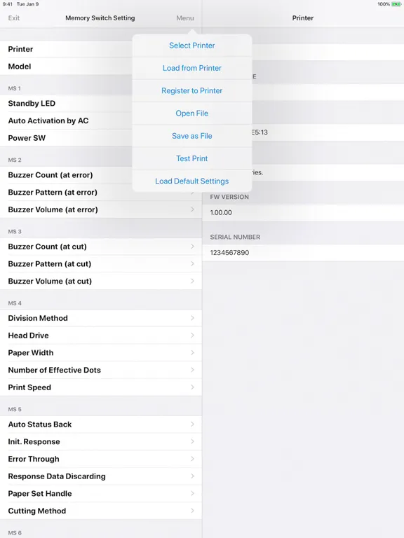 Capturas de pantalla de SII RP Utility iPad 