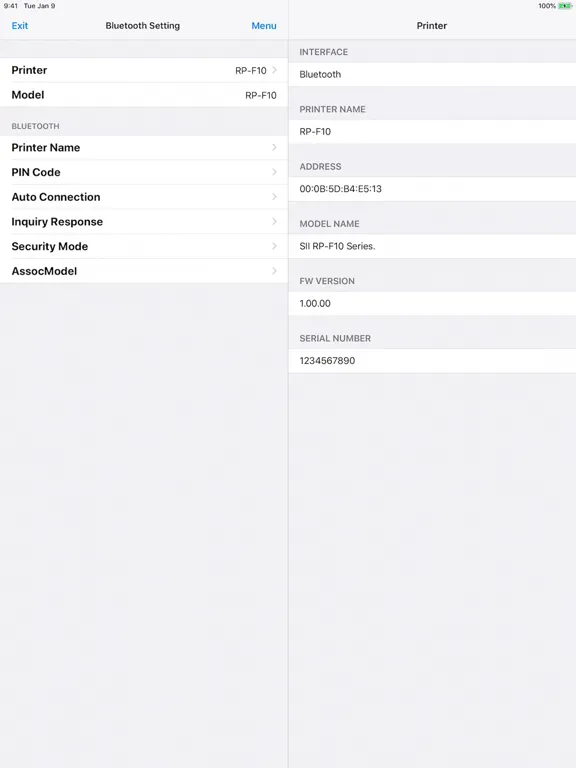 Capturas de pantalla de SII RP Utility iPad 