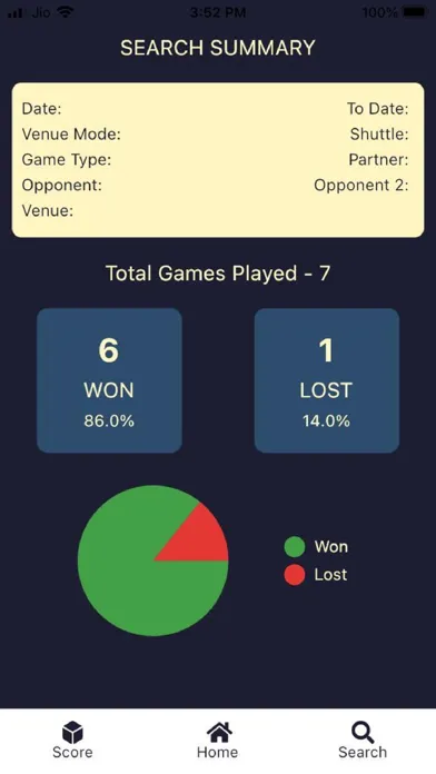 ภาพหน้าจอของ My Badminton Scores