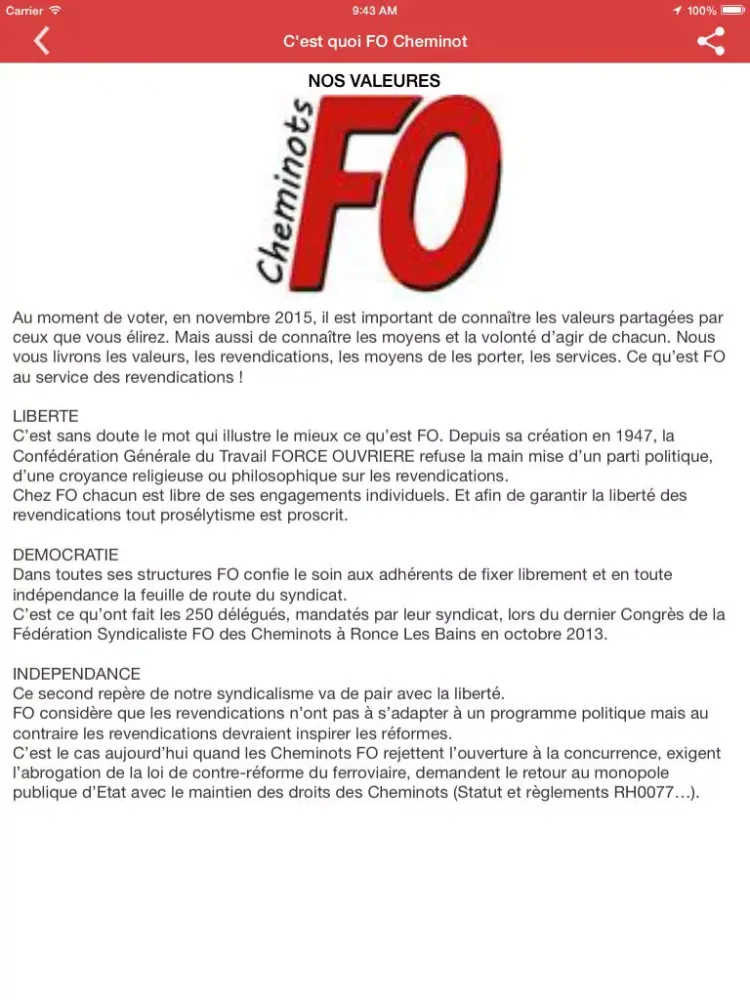 Скриншоты FO Cheminots iPad 