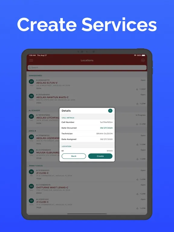 ภาพหน้าจอของ Mercury Service Calls iPad 