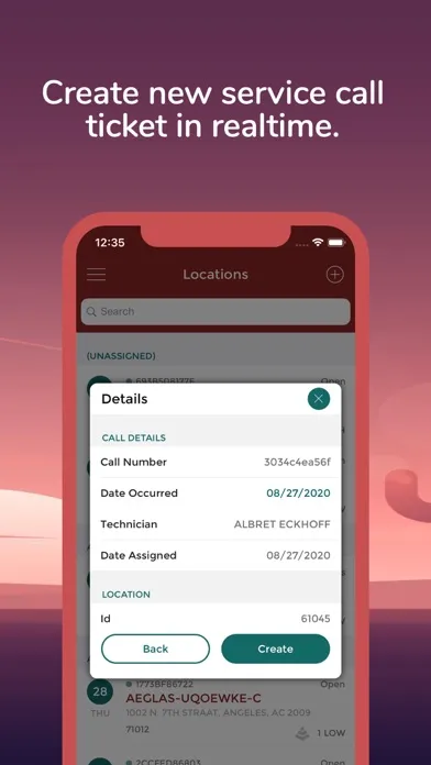 ภาพหน้าจอของ Mercury Service Calls