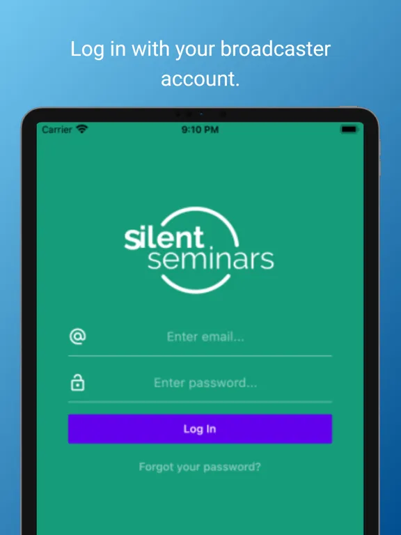 Capturas de tela do Silent Seminars Broadcaster iPad 