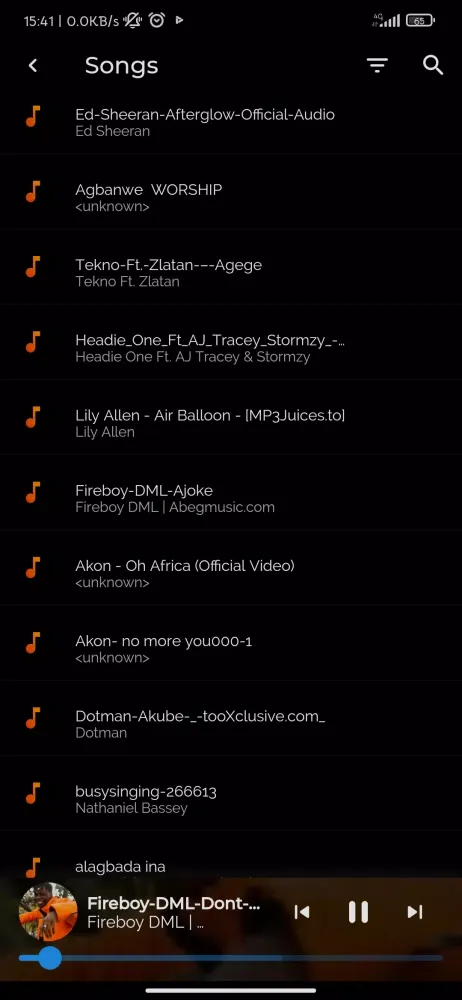 Capturas de tela do JI Music Player