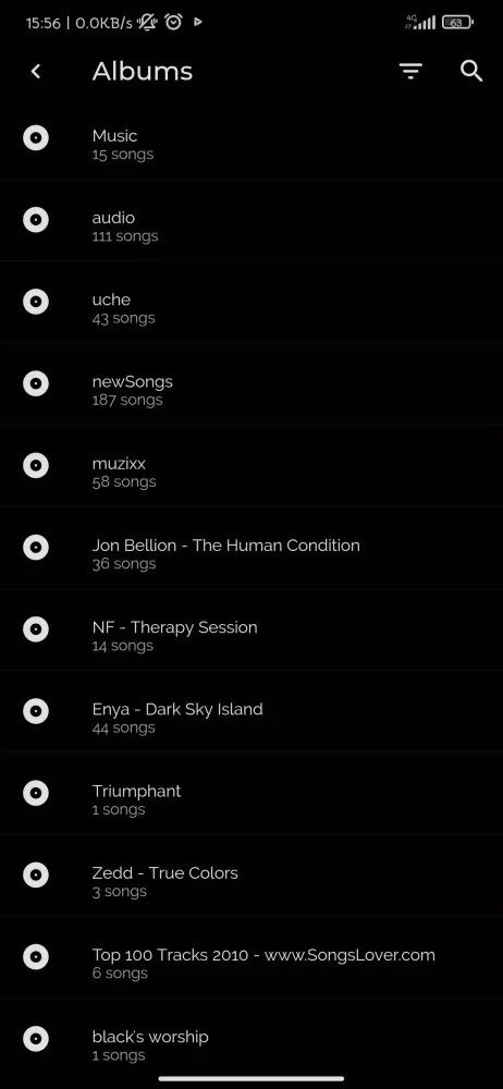 Capturas de tela do JI Music Player