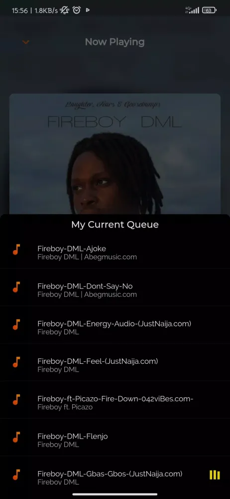 Capturas de tela do JI Music Player