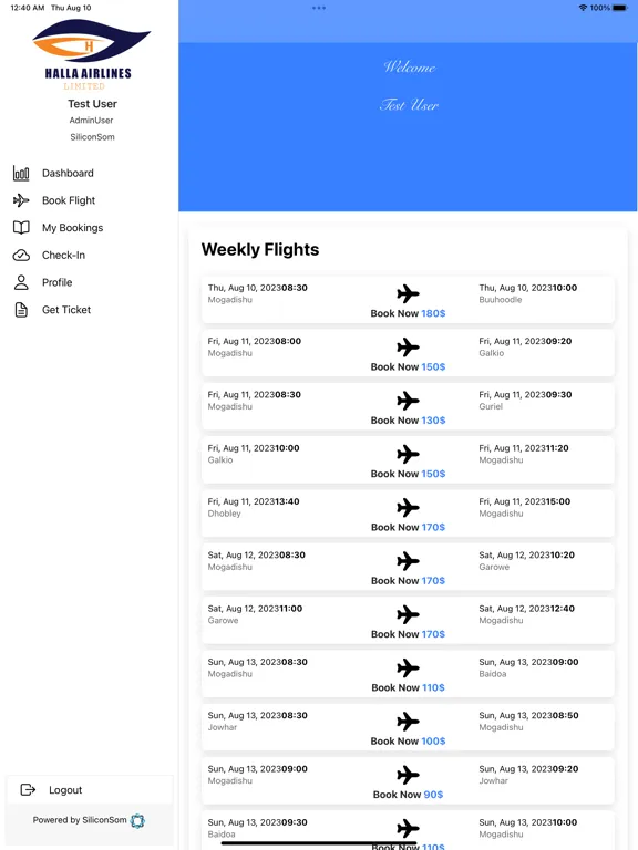 Halla Airlines Limited iPad  स्क्रीनशॉट