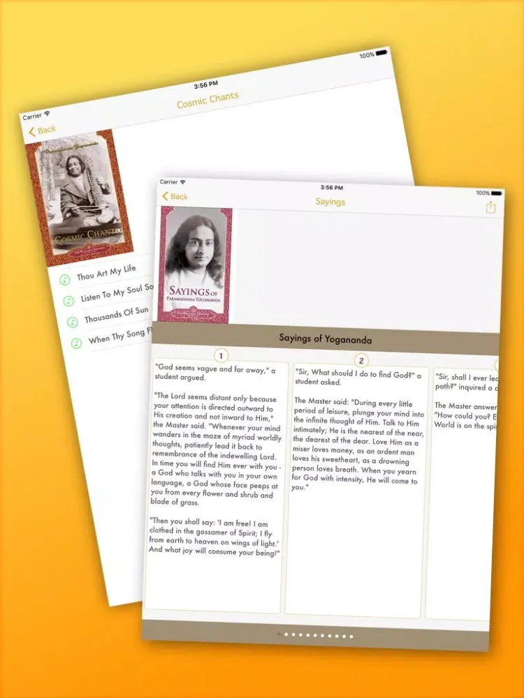 Capturas de tela do Paramahansa Yogananda iPad 