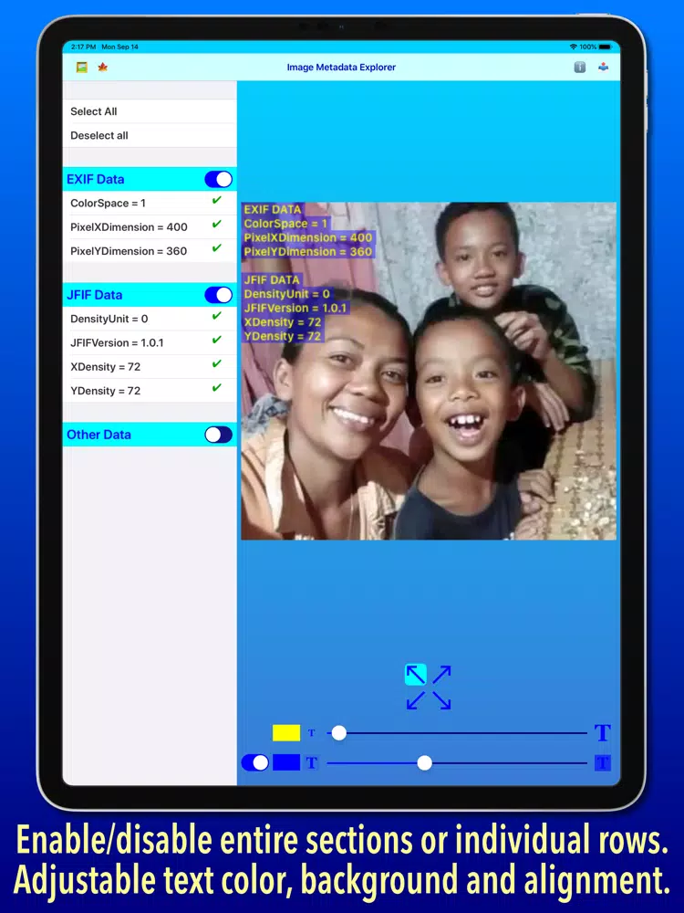Capturas de pantalla de Image Metadata Explorer iPad 