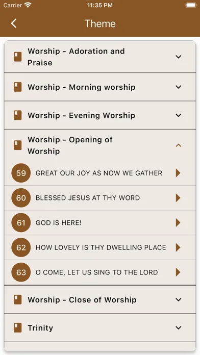 Capturas de tela do SDA Hymnal with music
