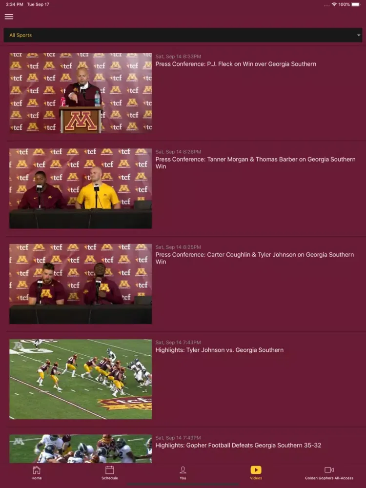 Minnesota Gophers Official App iPad 應用截圖