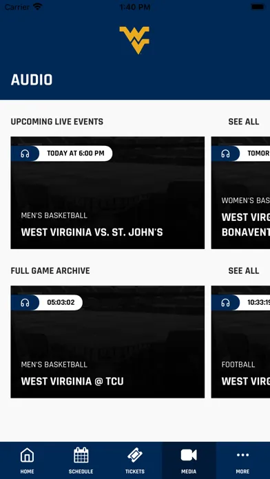 Tangkapan skrin West Virginia Mountaineers