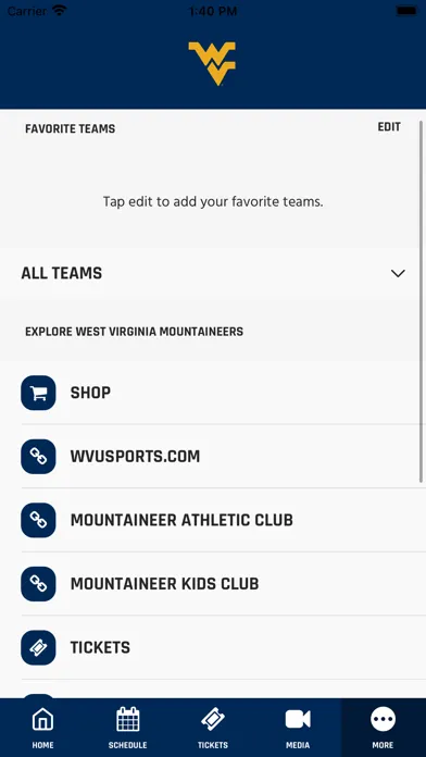 Tangkapan skrin West Virginia Mountaineers