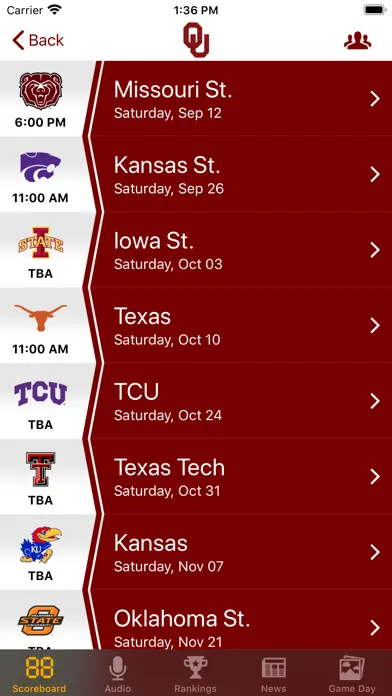 Screenshot di Big 12 Football Scores