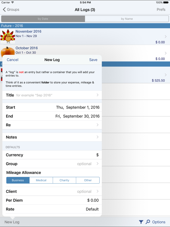 Tangkapan layar BizXpenseTracker iPad 