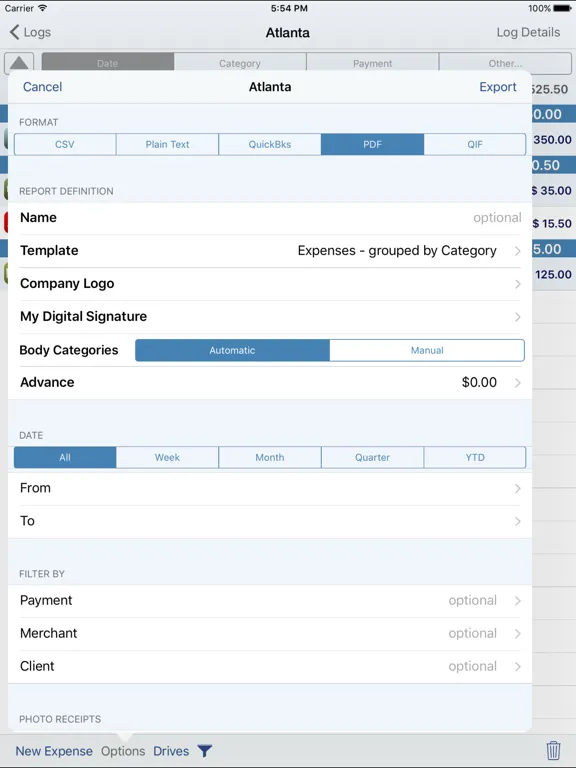 Tangkapan skrin BizXpenseTracker iPad 