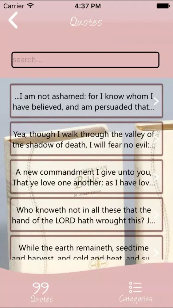 Ảnh chụp màn hình của All King James Bible Verses