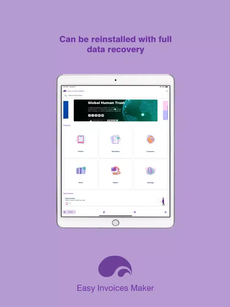 Capturas de tela do Easy Invoices iPad 