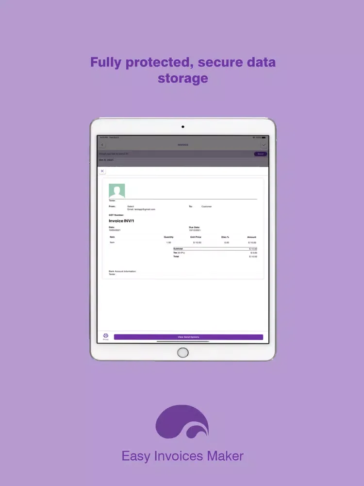 Capturas de tela do Easy Invoices iPad 