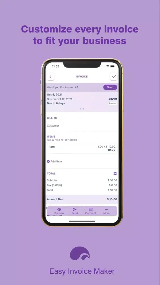 Capturas de tela do Easy Invoices
