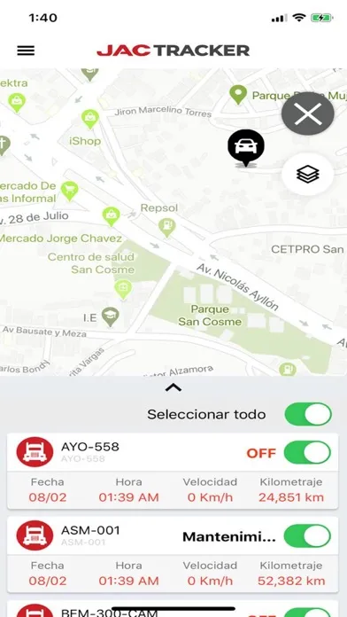 ภาพหน้าจอของ Jac Tracker