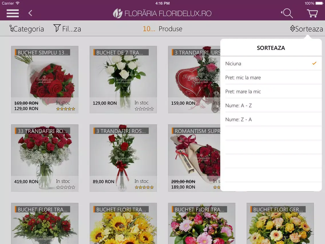 ภาพหน้าจอของ Floraria FlorideLux.ro iPad 