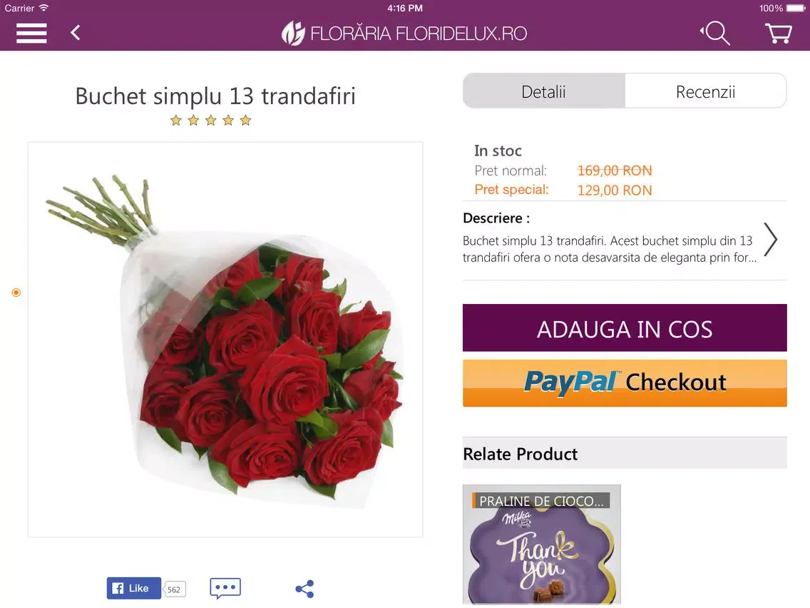 ภาพหน้าจอของ Floraria FlorideLux.ro iPad 