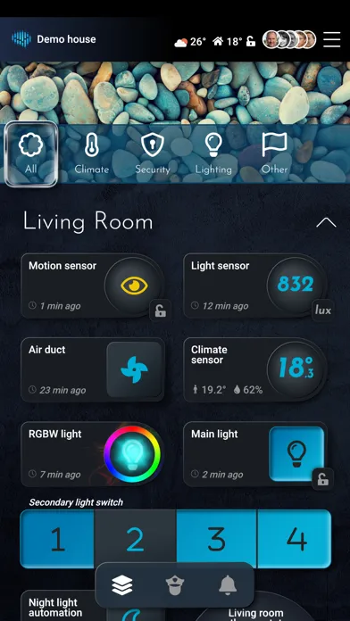 Screenshot di SIMO.io Smart Home