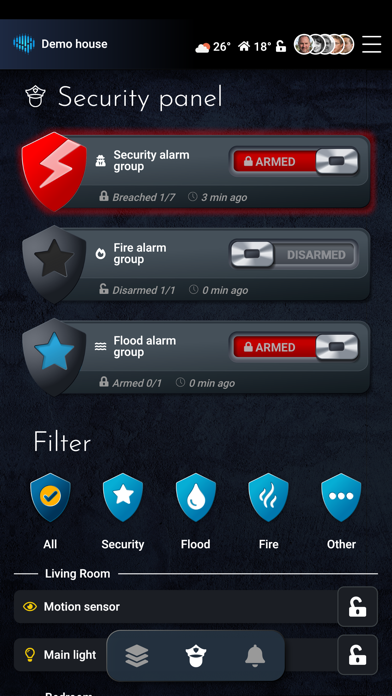 Tangkapan layar SIMO.io Smart Home