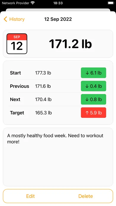 Tangkapan skrin Weigh In: Weight Tracker