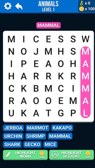 Tangkapan layar Word Cross Puzzles Search