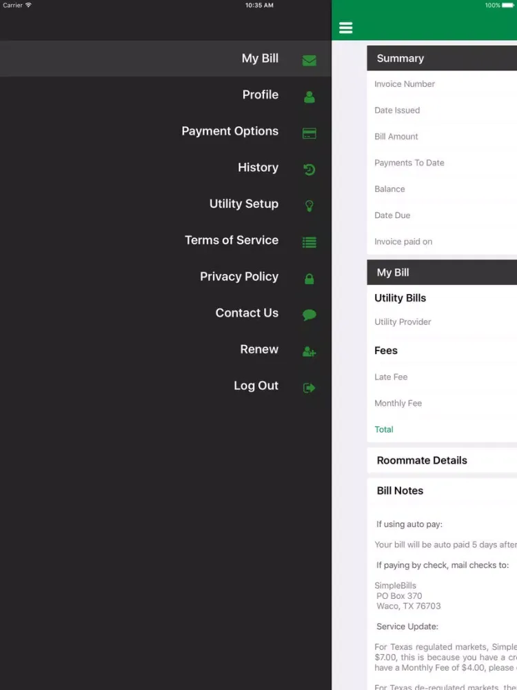 simplebills.com iPad  スクリーンショット