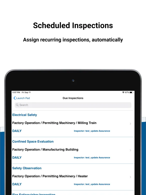 ภาพหน้าจอของ SBN Inspect+ iPad 